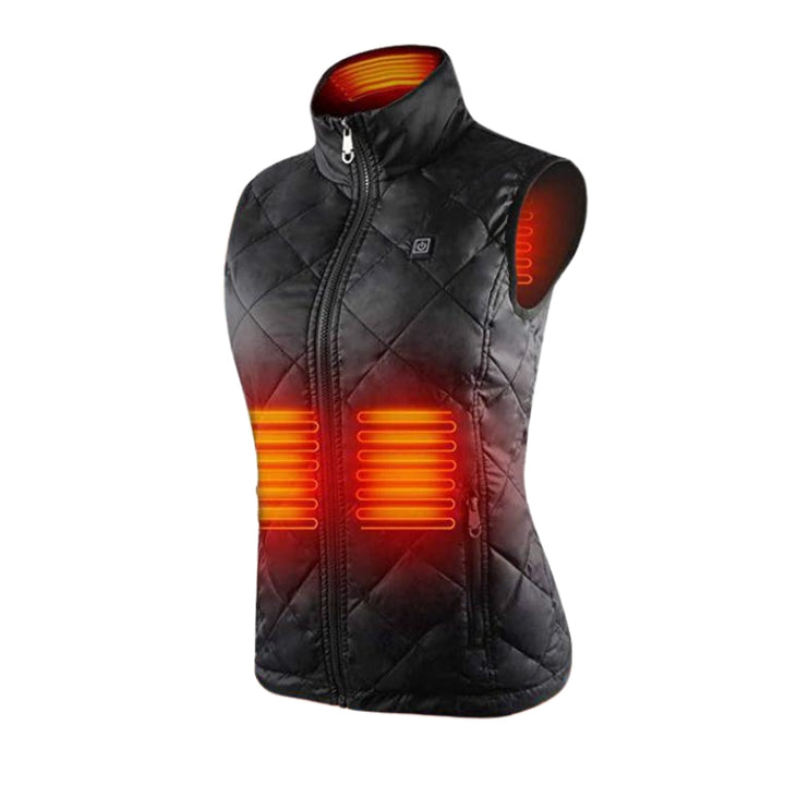 Women's Slim Fit Heated Vest with Stand Collar & Zip Up | Winter