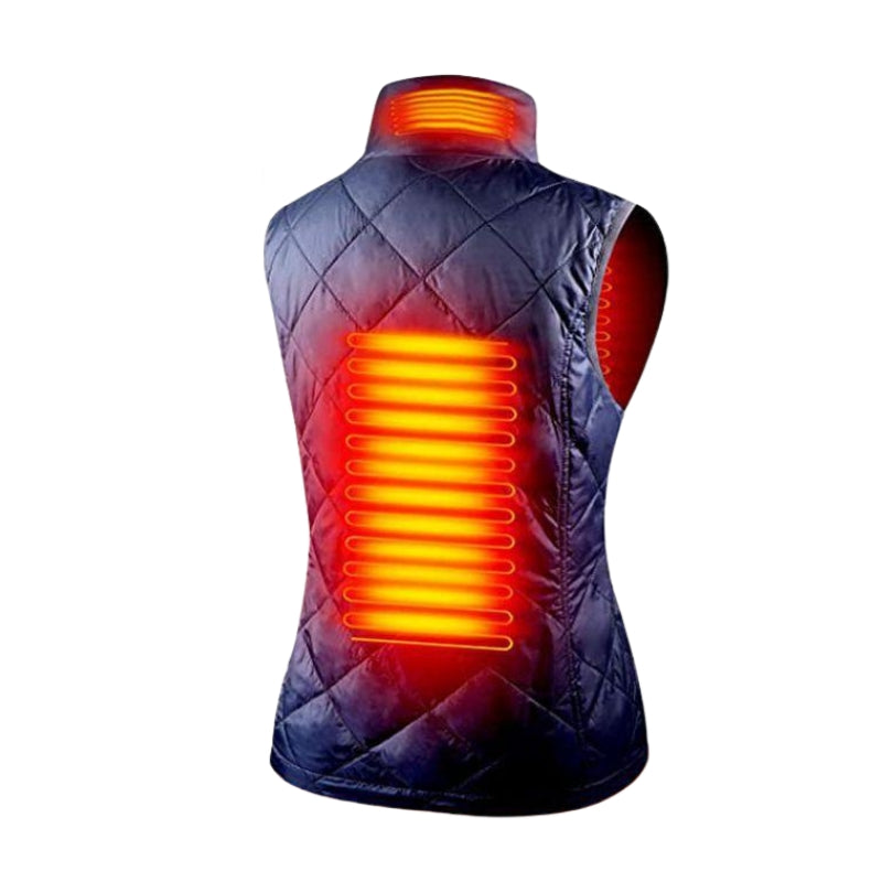 Women's Slim Fit Heated Vest with Stand Collar & Zip Up | Winter