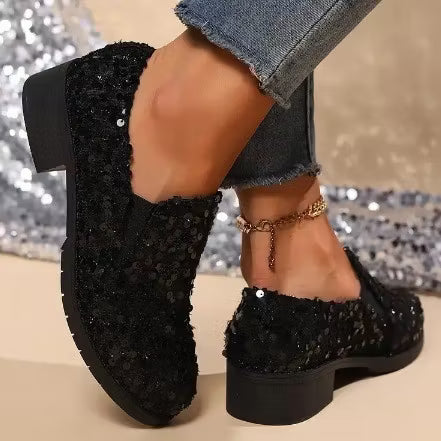 Women's Slip-On Loafers Round Toe | Sequin