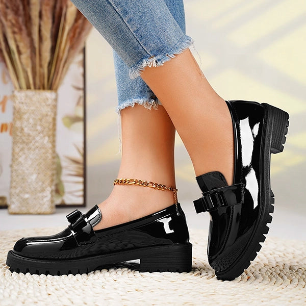 Women's Slip-On Loafers with Bow Detail | Platform Sole