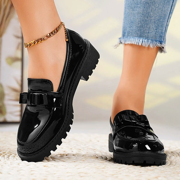 Women's Slip-On Loafers with Bow Detail | Platform Sole