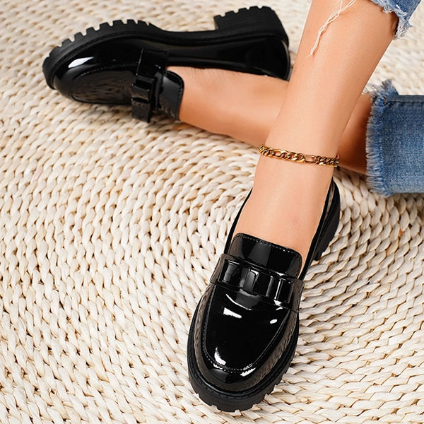 Women's Slip-On Loafers with Bow Detail | Platform Sole