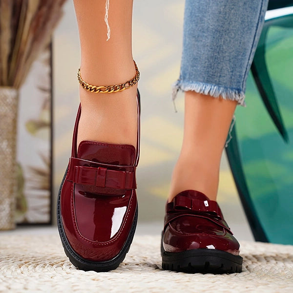 Women's Slip-On Loafers with Bow Detail | Platform Sole