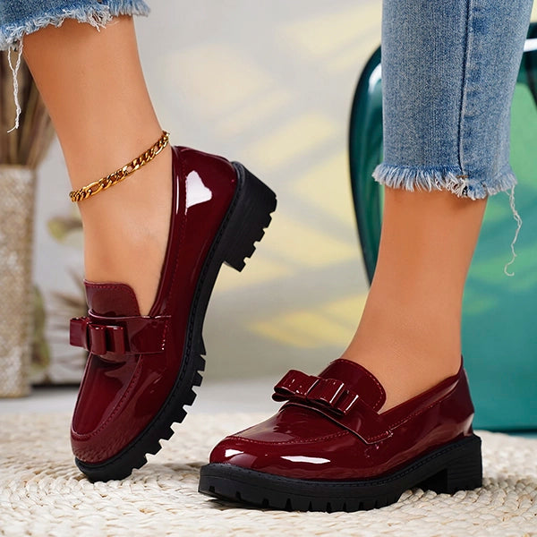 Women's Slip-On Loafers with Bow Detail | Platform Sole