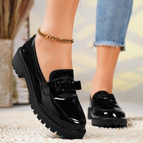 Women's Slip-On Loafers with Bow Detail | Platform Sole