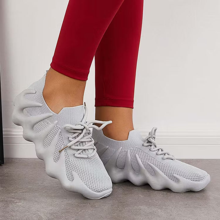 Women's Sneakers with Scalloped Sole | Mesh Lace-Up