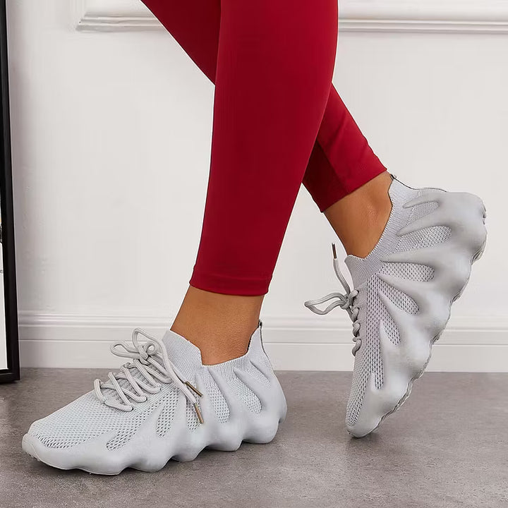 Women's Sneakers with Scalloped Sole | Mesh Lace-Up