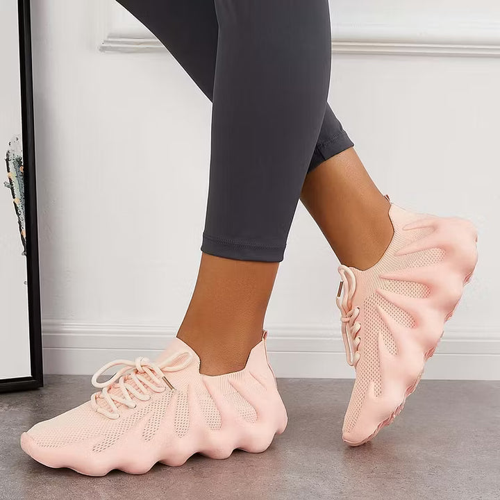 Women's Sneakers with Scalloped Sole | Mesh Lace-Up