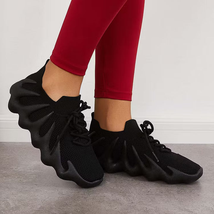 Women's Sneakers with Scalloped Sole | Mesh Lace-Up
