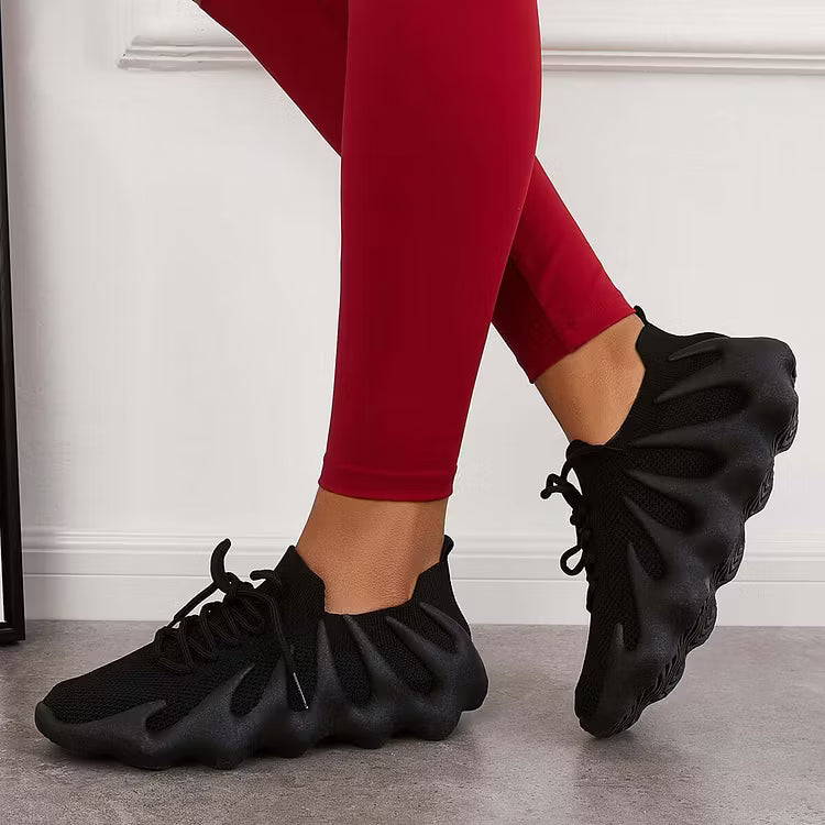 Women's Sneakers with Scalloped Sole | Mesh Lace-Up