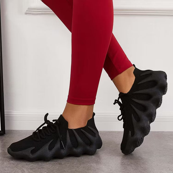 Women's Sneakers with Scalloped Sole | Mesh Lace-Up