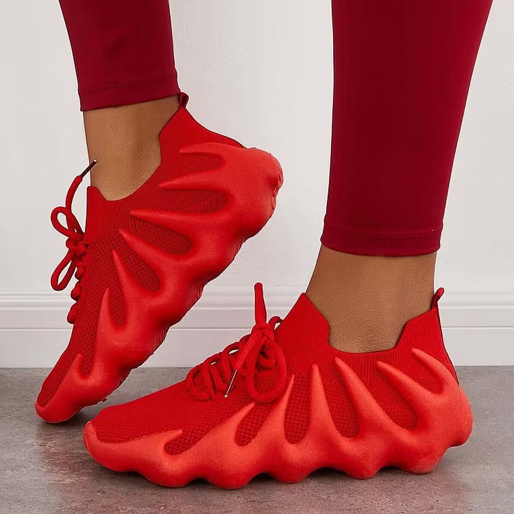 Women's Sneakers with Scalloped Sole | Mesh Lace-Up
