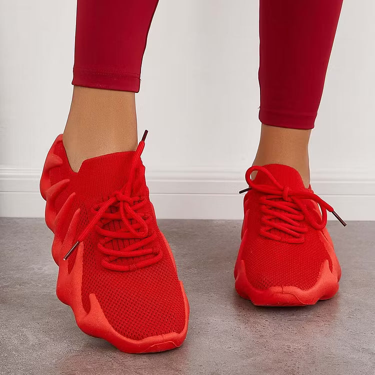 Women's Sneakers with Scalloped Sole | Mesh Lace-Up