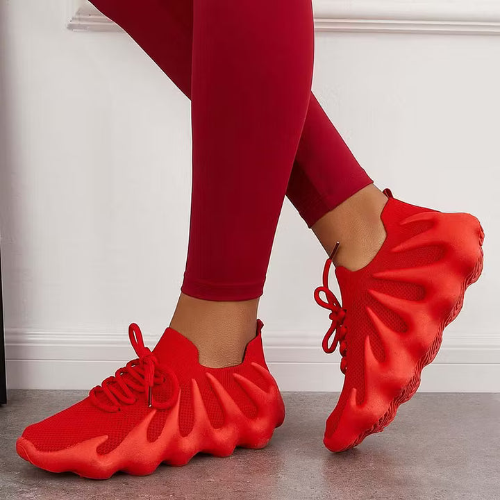 Women's Sneakers with Scalloped Sole | Mesh Lace-Up