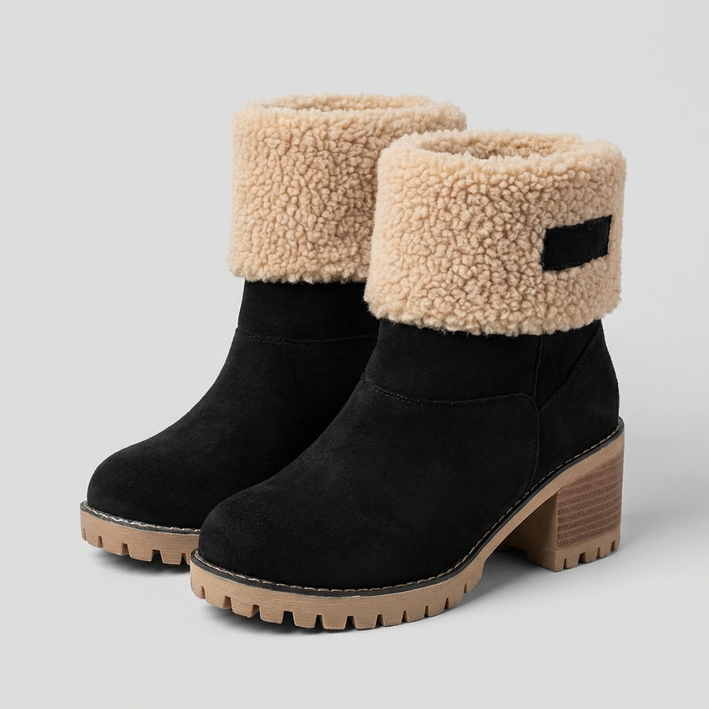 Women's Snow Boots Ankle Block Heel Slip On | Grip