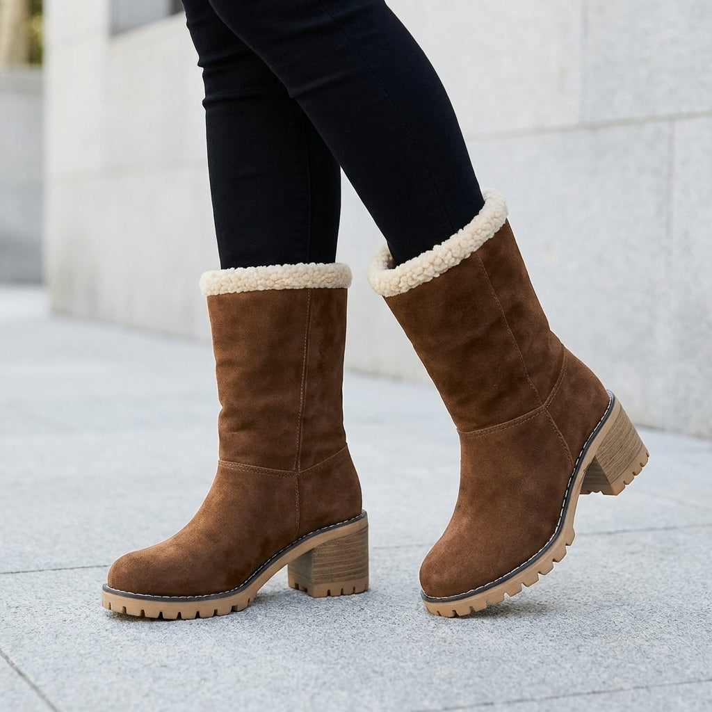 Women's Snow Boots Ankle Block Heel Slip On | Grip