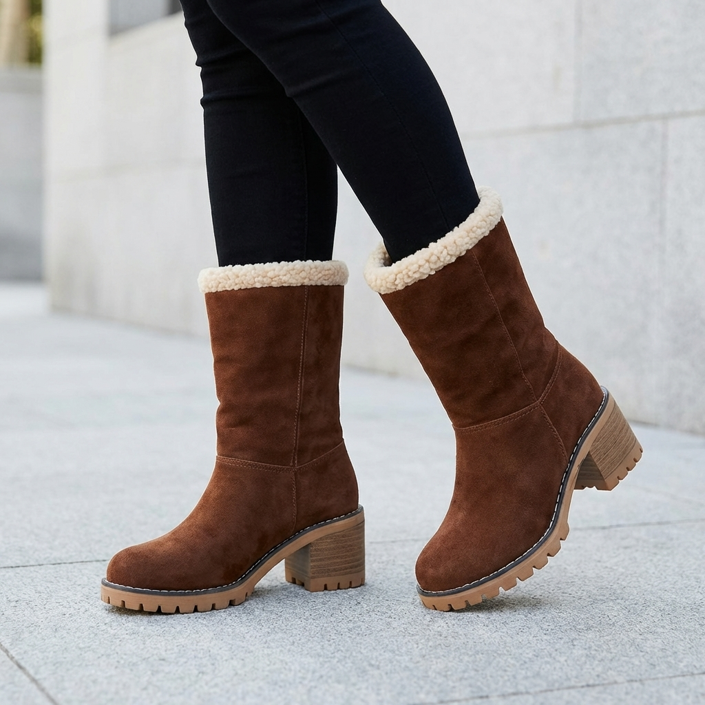 Women's Snow Boots Ankle Block Heel Slip On | Grip