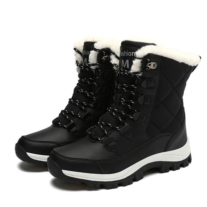 Women's Snow Boots Mid Calf Lace Up Fluffy | Grip