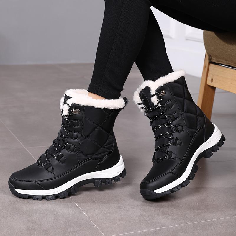 Women's Snow Boots Mid Calf Lace Up Fluffy | Grip