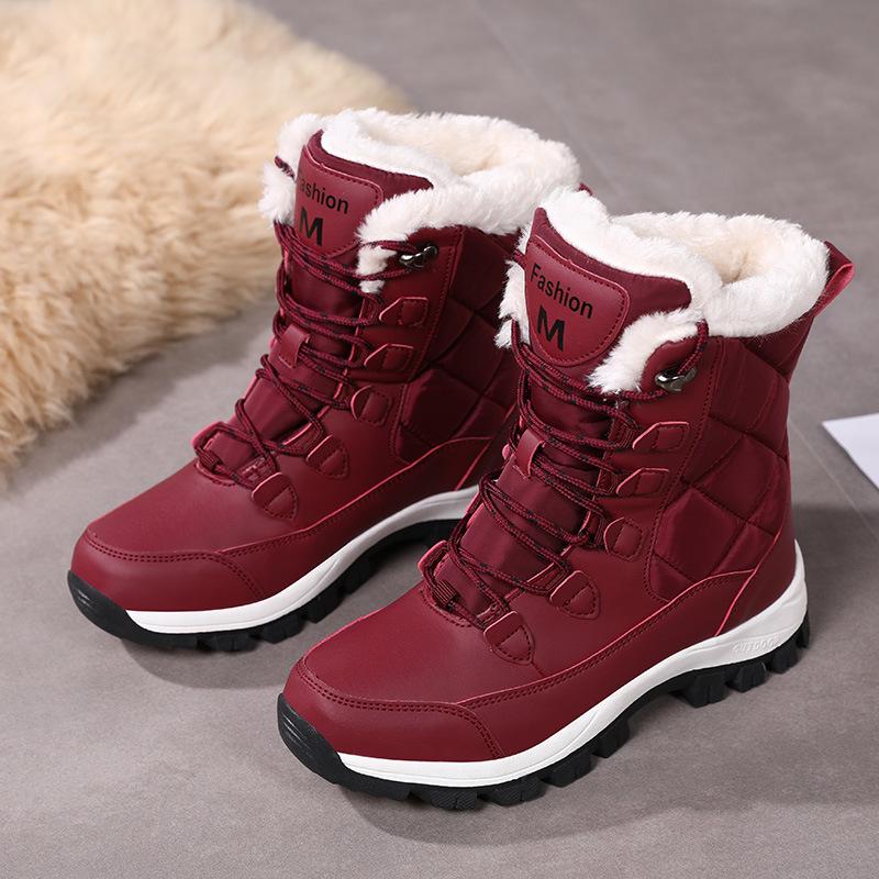 Women's Snow Boots Mid Calf Lace Up Fluffy | Grip