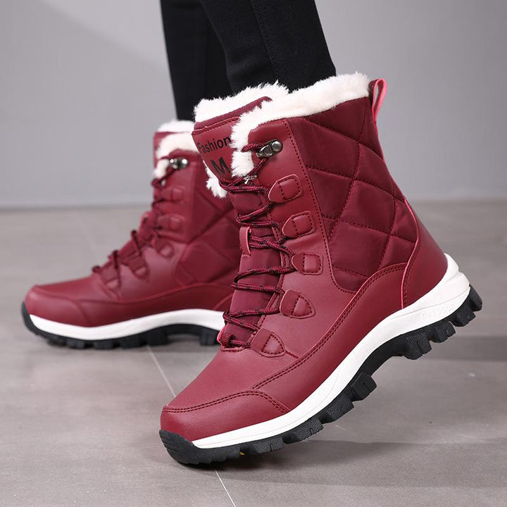 Women's Snow Boots Mid Calf Lace Up Fluffy | Grip