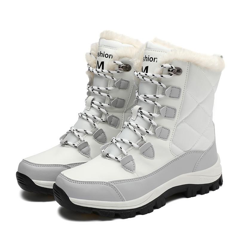 Women's Snow Boots Mid Calf Lace Up Fluffy | Grip