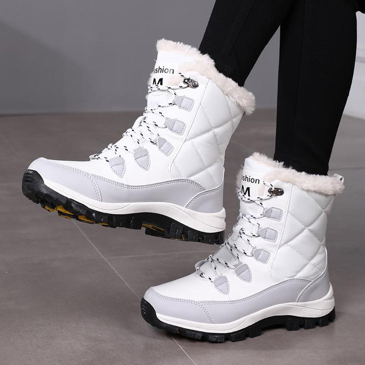 Women's Snow Boots Mid Calf Lace Up Fluffy | Grip