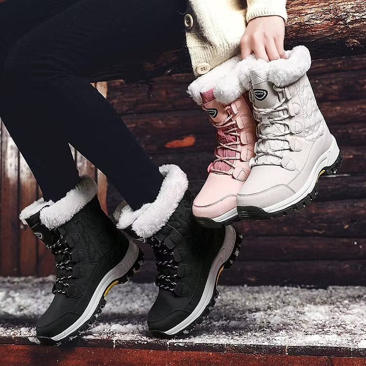 Women's Snow Boots with Fleece Lining & Lace Up | Platform