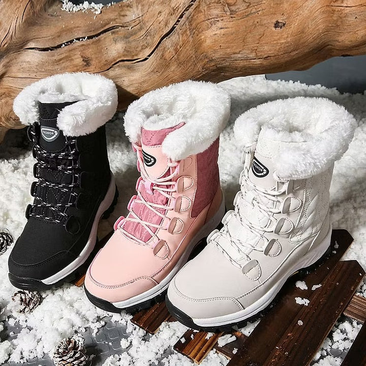 Women's Snow Boots with Fleece Lining & Lace Up | Platform