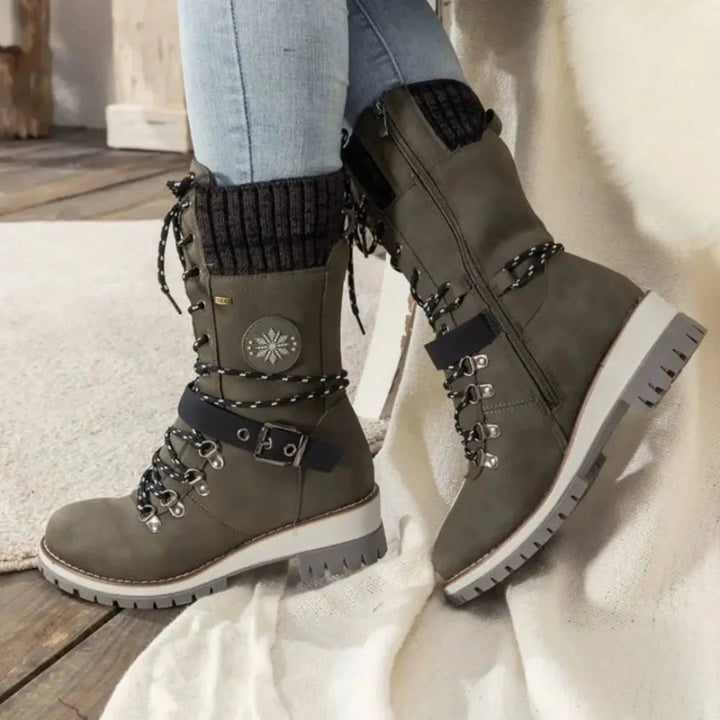 Women's Snow Boots with Lace Up & Buckle | Platform