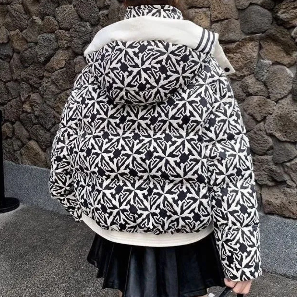 Women's Snow Jacket with Hood & Print | Puffer