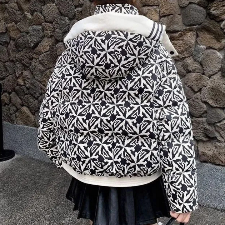Women's Snow Jacket with Hood & Print | Puffer