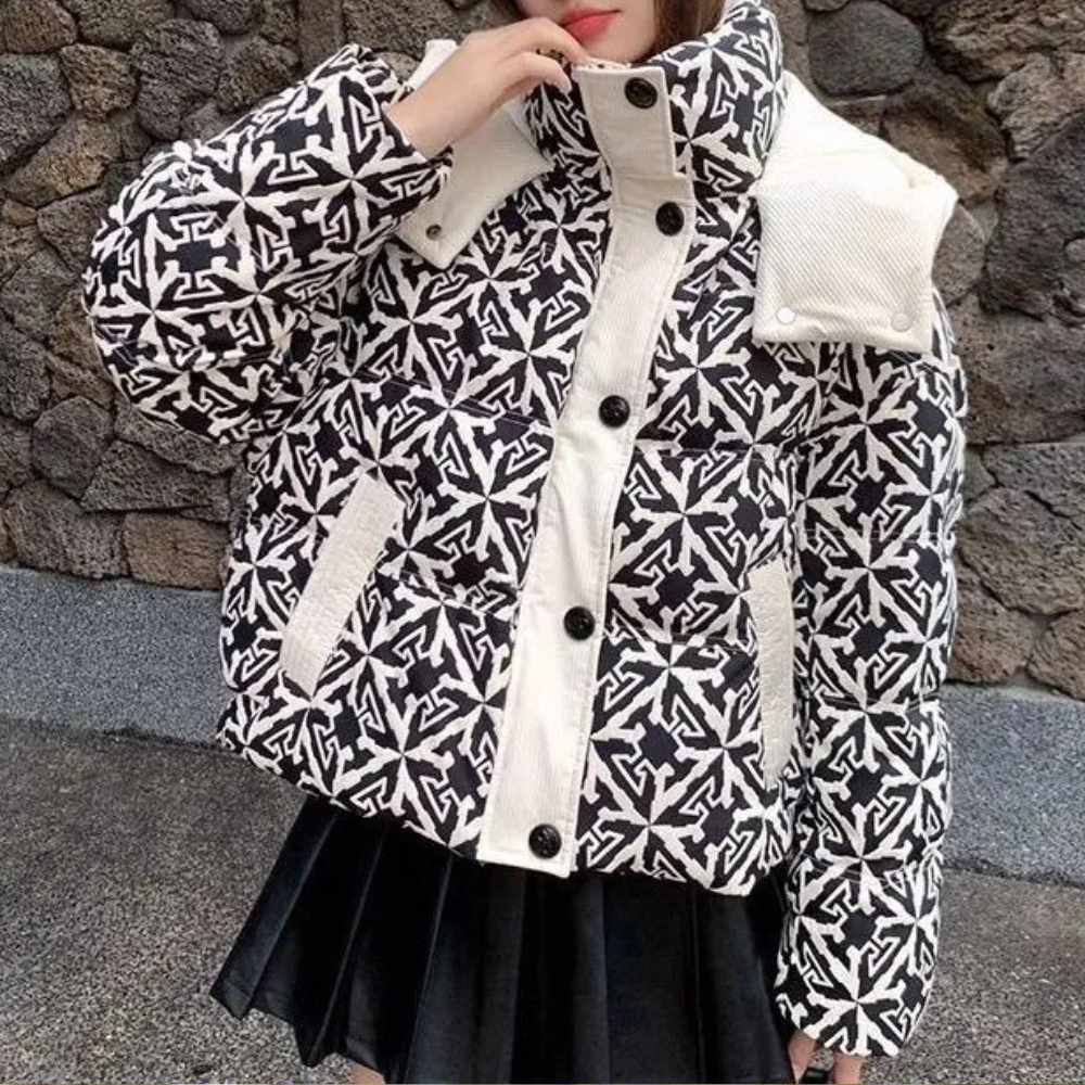 Women's Snow Jacket with Hood & Print | Puffer