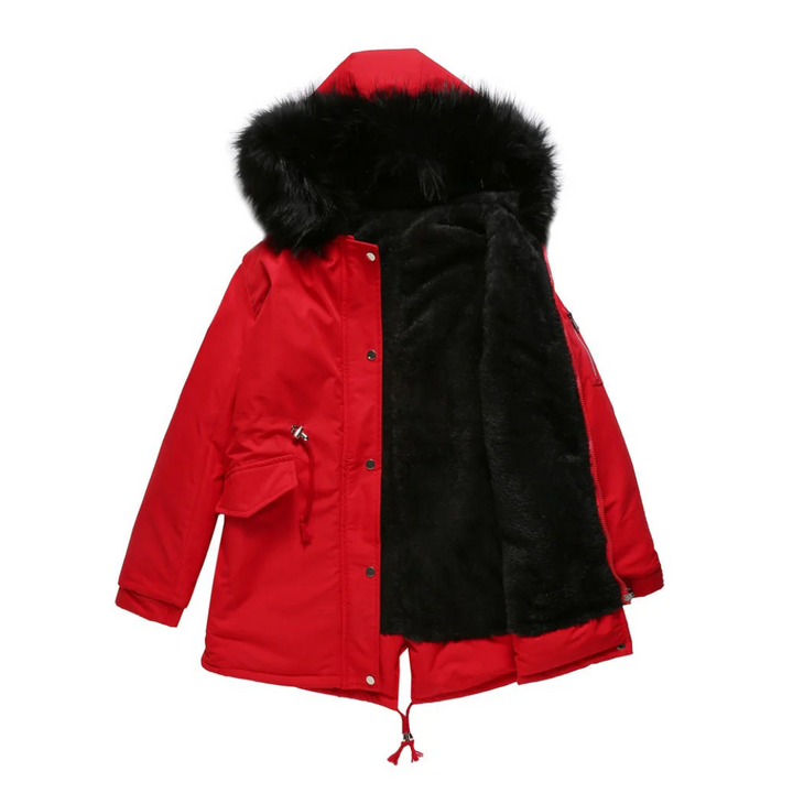 Women's Snow Jacket with Hood Trim & Drawstring Waist | Lined