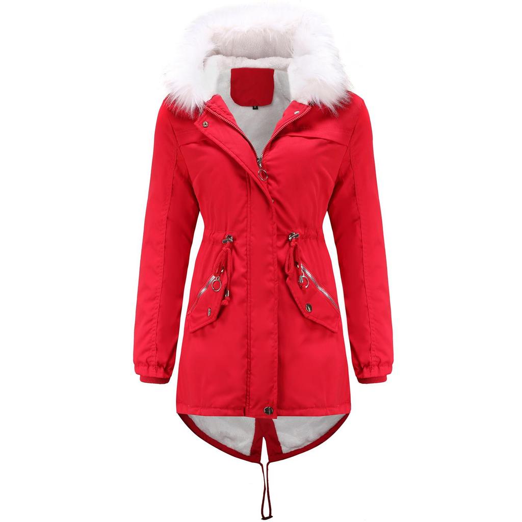 Women's Snow Jacket with Hood Trim & Drawstring Waist | Parka