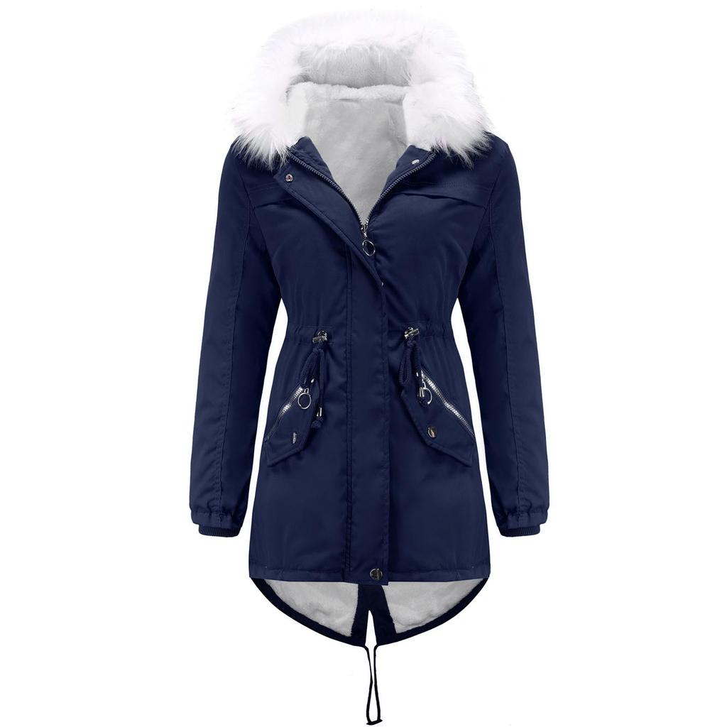 Women's Snow Jacket with Hood Trim & Drawstring Waist | Parka