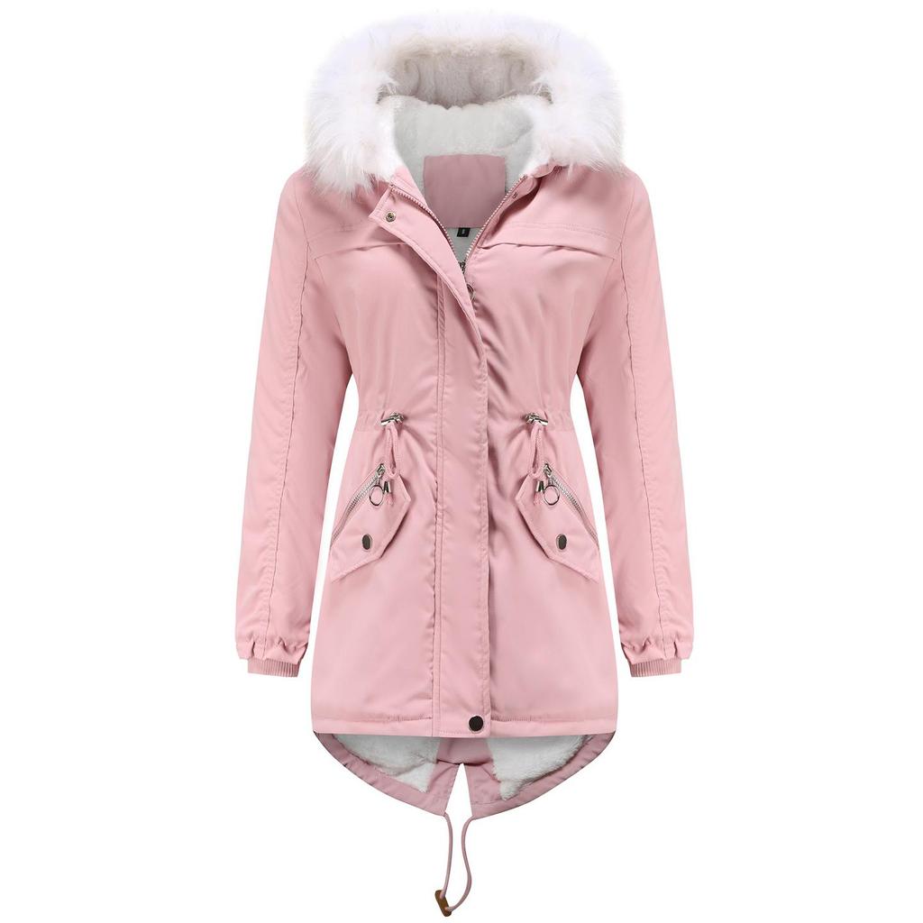 Women's Snow Jacket with Hood Trim & Drawstring Waist | Parka