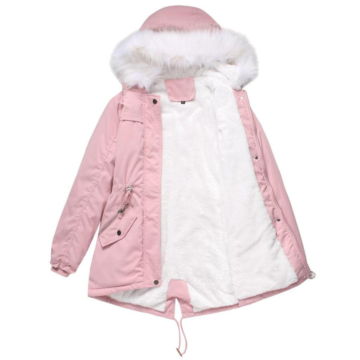 Women's Snow Jacket with Hood Trim & Drawstring Waist | Parka
