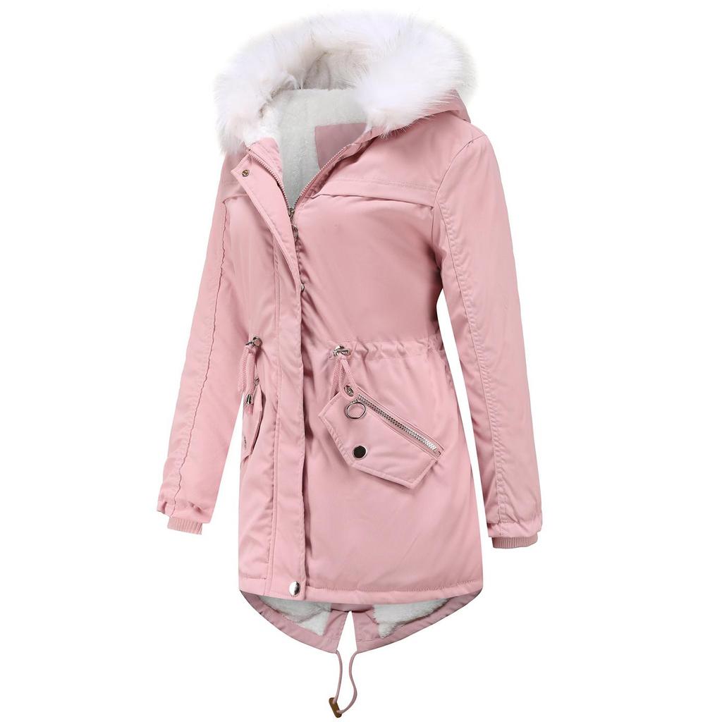 Women's Snow Jacket with Hood Trim & Drawstring Waist | Parka