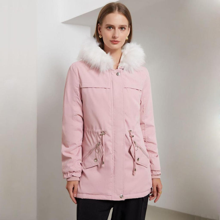 Women's Snow Jacket with Hood Trim & Drawstring Waist | Parka