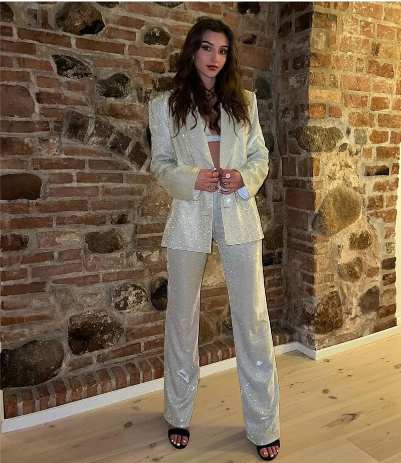 Women's Sparkly Suit with Bralette Top | 3 Piece