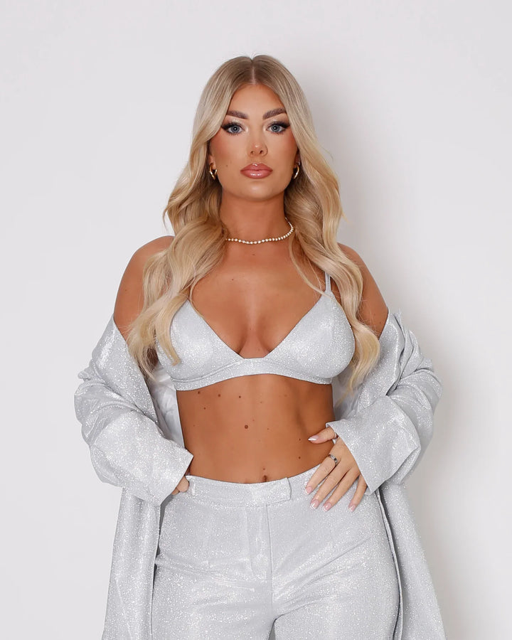 Women's Sparkly Suit with Bralette Top | 3 Piece