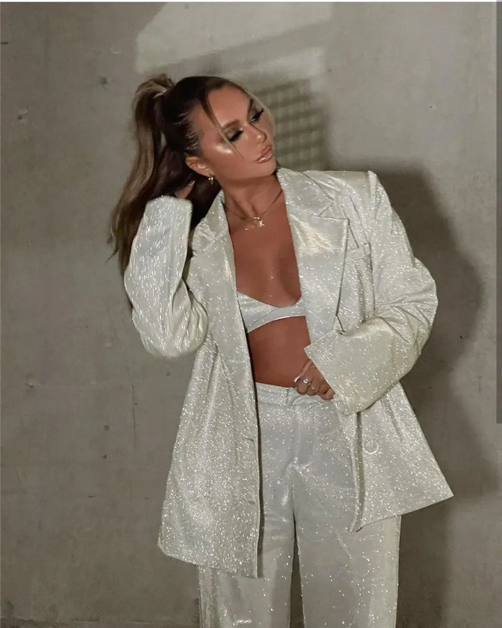 Women's Sparkly Suit with Bralette Top | 3 Piece