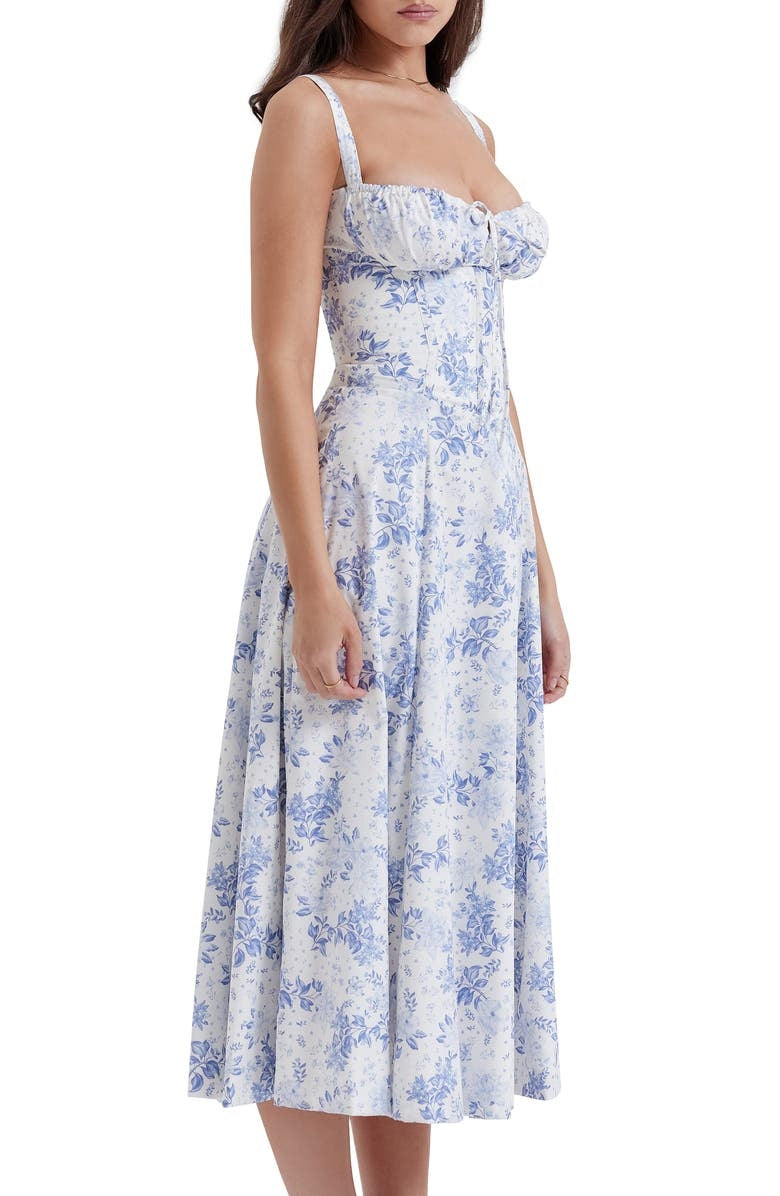Women's Spring Dress with Corset Bust | Floral Midi