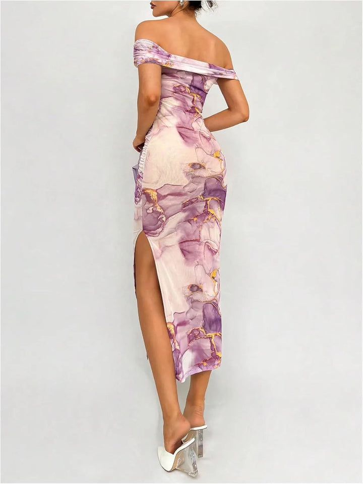 Women's Spring Dress with Off Shoulder | Midi