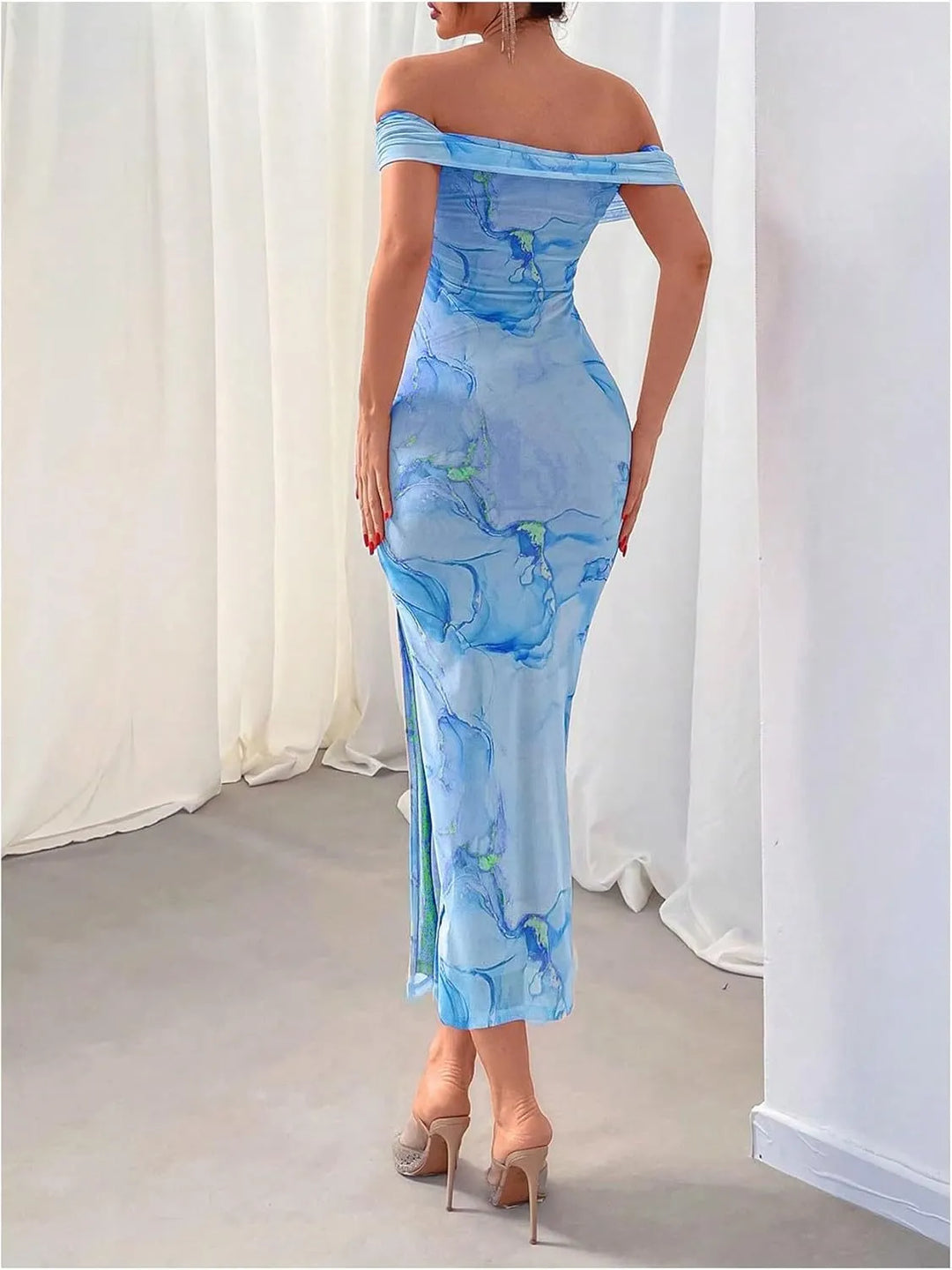Women's Spring Dress with Off Shoulder | Midi