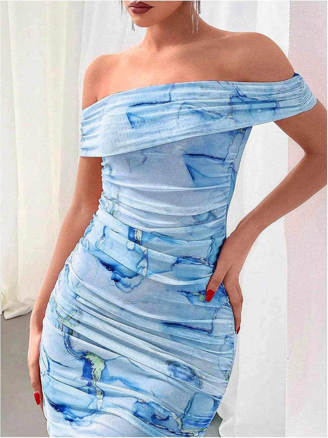 Women's Spring Dress with Off Shoulder | Midi