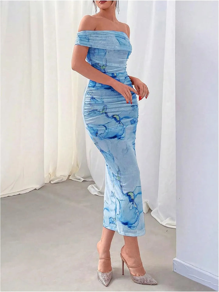 Women's Spring Dress with Off Shoulder | Midi