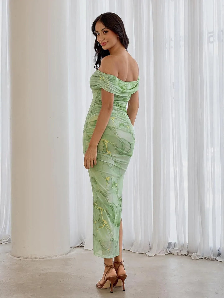 Women's Spring Dress with Off Shoulder | Midi