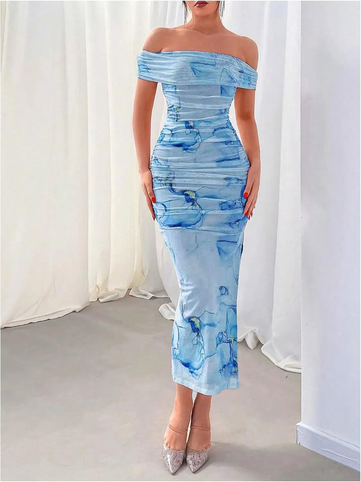 Women's Spring Dress with Off Shoulder | Midi